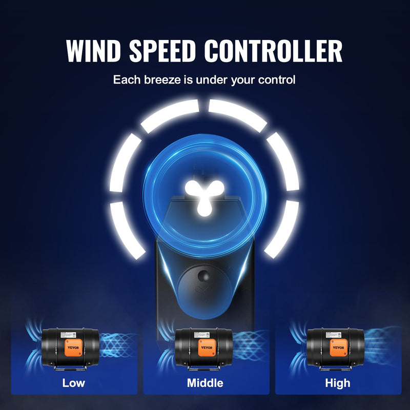 VEVOR 203,2 mm cauruļvadu ventilaatorid HVAC izplūdes pūtēja komplekts AC Maināma Ātruma Kontrole