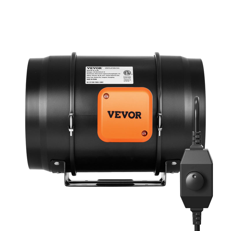 VEVOR 203,2 mm cauruļvadu ventilaatorid HVAC izplūdes pūtēja komplekts AC Maināma Ātruma Kontrole