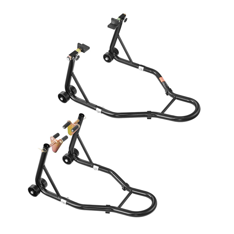 VEVOR motocikla priekšējais un aizmugurējais pacēlājs, 500 kg, regulējams, ar ritentiņiem, piemērots 165-351 mm riteņu asīm, tērauds, sarkans