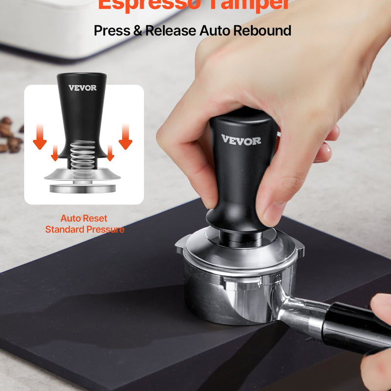 VEVOR 51 mm espresso tamperis ar atsperi, nerūsējošais tērauds