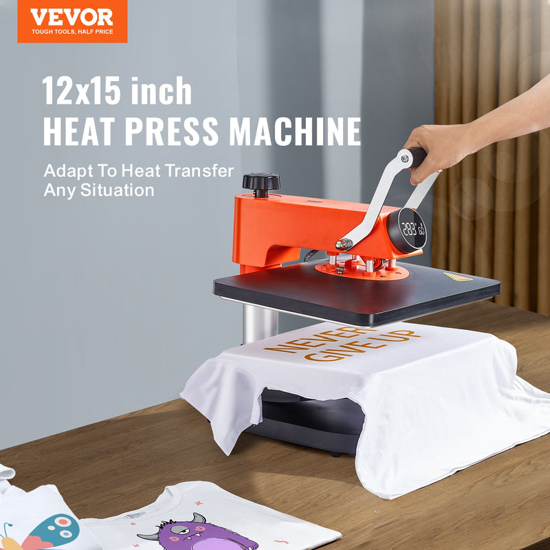 VEVOR 6-in-1 Termoprese 30x38 cm, Sublimācijas Pārneses Iekārta T-krekliem, Šķīvjiem un Krūzēm