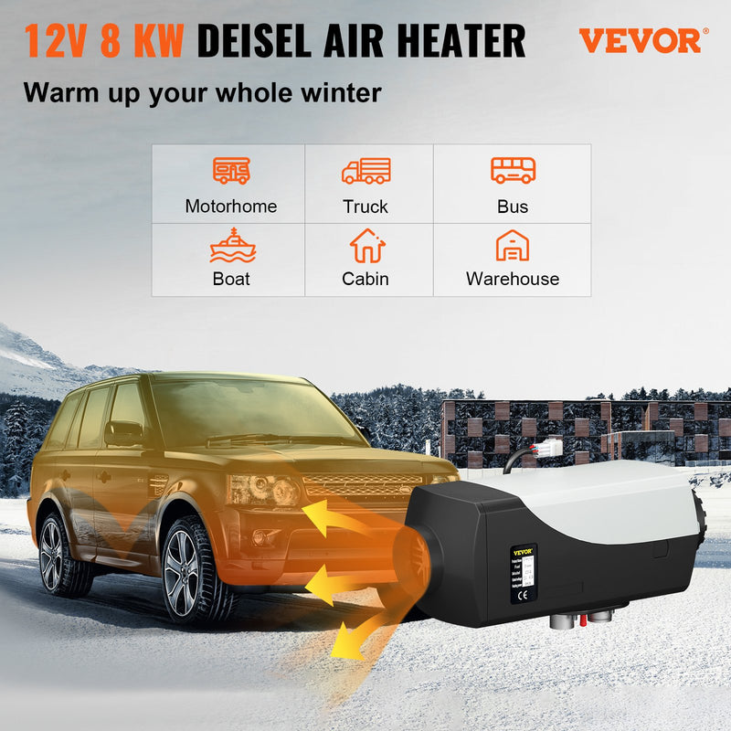 12V 8kW VEVOR автономный дизельный двигатель, 12V дизельный двигатель, работающий в режиме ЖК-дисплея, предназначенный для автомашин, автофургонов, автомобилей, автомобилей, кемперов город