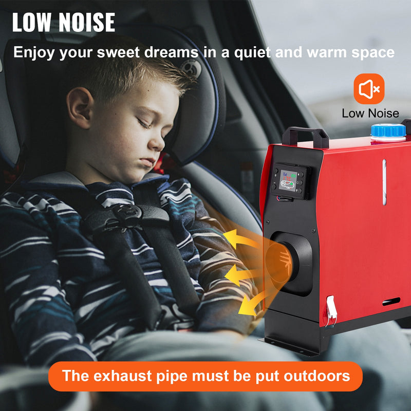 12V 8kW Dizeļa Gaisa Sildītājs ar LCD Slēdzi un Skaņas Slāpētāju RV, Kravas Automašinam_zemāk papildus apraksts