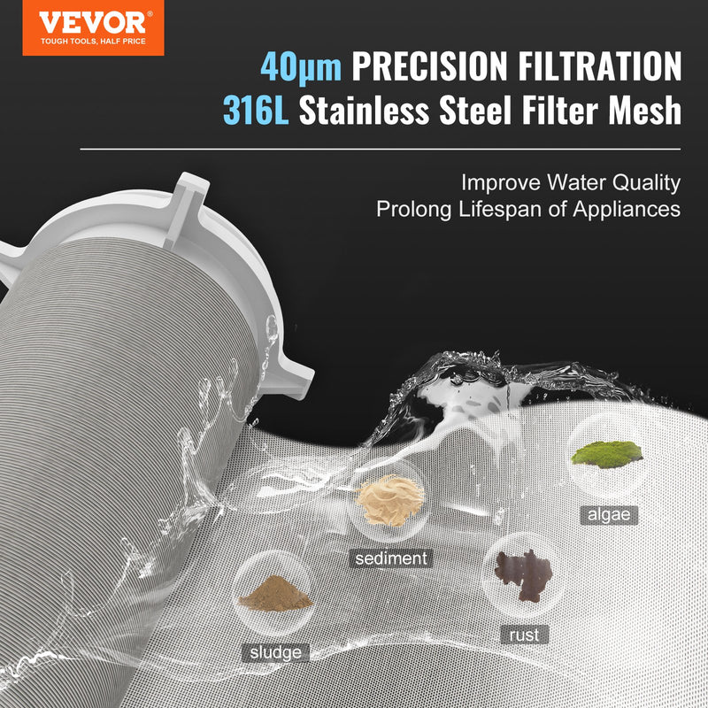 VEVOR 40 µm spin-down nogulšņu filtrs, 25,4 mm G-M + 31,75 mm G-M, 8 m³/h, urbumu un mājas ūdens filtrācijai