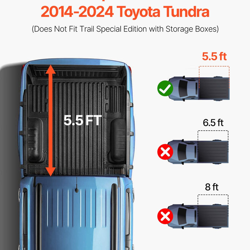 VEVOR trīsdaļīgais kravas kastes pārsegs Toyota Tundra (2014-2024)