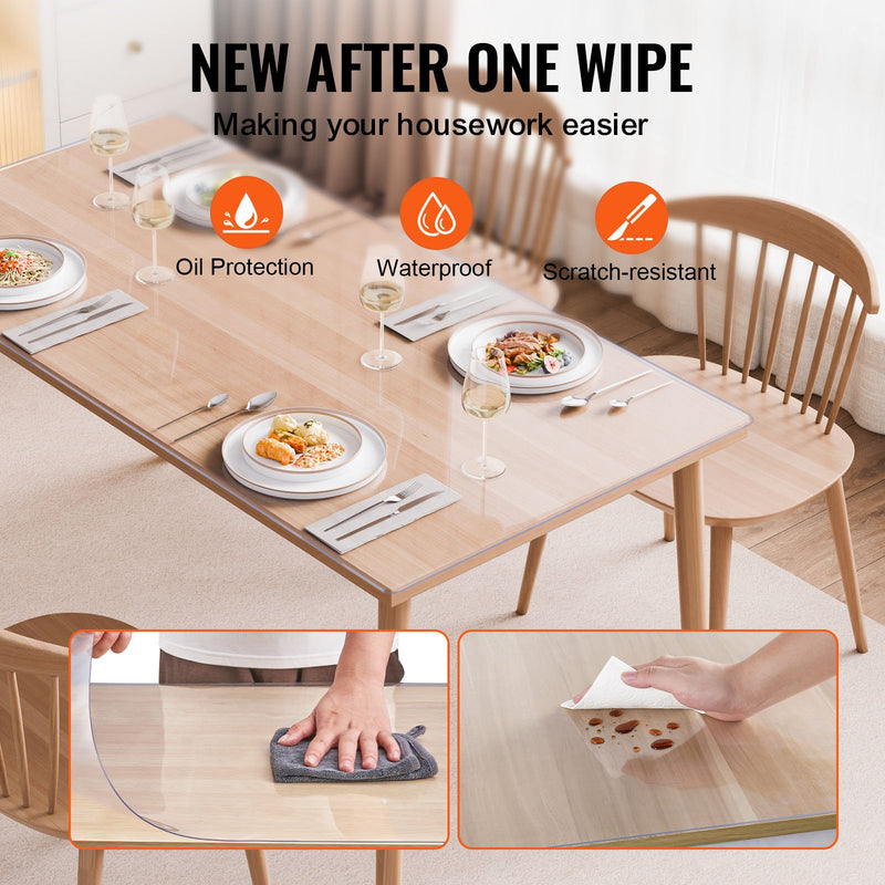 VEVOR PVC galda aizsargpārklājs, caurspīdīgs, 91×137 cm, 1,5 mm biezs – plastmasas aizsargs galdam