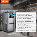 VEVOR komerciālā mīkstā saldējuma iekārta, 21-31 l/h jauda, 3 garšas