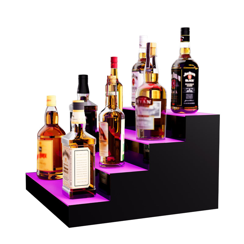 VEVOR LED apgaismota alkohola pudeļu plaukta bāra vitrīna, 40 cm, 4 līmeņi, vadība ar pulti un lietotni