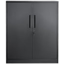 Metāla skapis ar 2 magnētiskām durvīm un 4 regulējamiem plauktiem, nestspēja 90 kg uz plaukta, slēdzams tērauda skapis ar 3 atslēgām, 107 cm, birojam, garāžai, mājai, melns