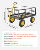 VEVOR Tērauda dārza ratiņi, 635 kg kravnesība, smagsvara konstrukcija, 33 cm riepas