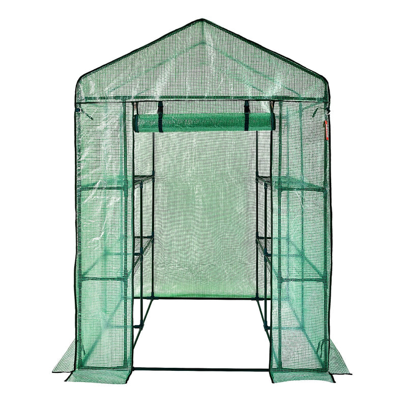 VEVOR siltumnīca 1,40 x 1,40 x 2,00 м, узстадама дажу минушу лайка, аугстас стиприбас ПЭ парсегс ар дурвим ун лоджием ун ар пульверкрасоту теруда рами, пьемэротс стадишанай и узглабашанай, заля