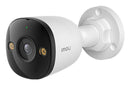 Imou PS3E 8 MP āra un iekštelpu bullet IP kamera, 2,8 mm, 109°, 8× digitālā tālummaiņa, Smart nakts redzamība līdz 30 m, H.265, divvirzienu audio, AI cilvēku un transportlīdzekļu noteikšana, sirēna, microSD līdz 512 GB, PoE, IP67, balta