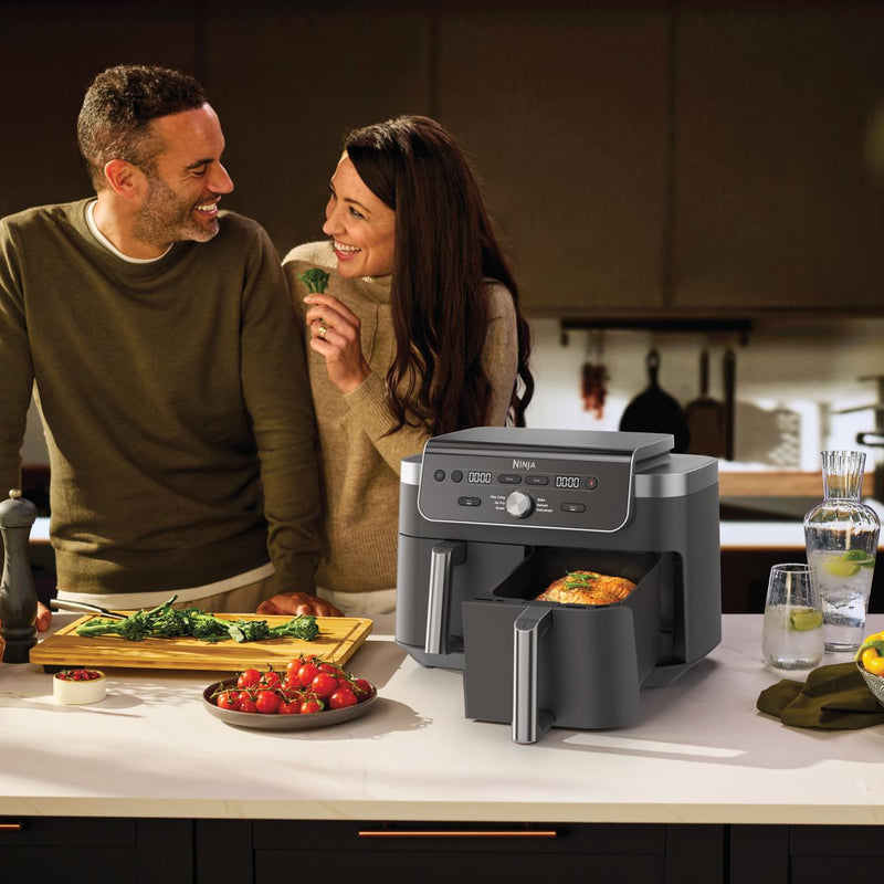 Ninja DualZone XL DZ901EU, 2470 W, 9,5 l karstā gaisa friteris ar 2 neatkarīgām 4,75 l zonām, 6 gatavošanas programmām, Sync funkciju, 40–240 °C un nepiedegošu PFAS nesaturošu pārklājumu
