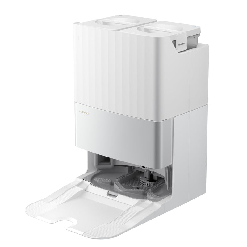 Roborock Qrevo 5AE robotizētais putekļsūcējs, 12 000 Pa, sausā un mitrā uzkopšana, LiDAR, FlexiArm, automātiskā dokstacija, 5200 mAh, balts