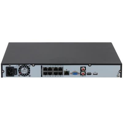 Dahua NVR4208-8P-4KS3, 8 kanālu Lite tīkla videoreģistrators ar 8 PoE portiem, līdz 12 MP IP kamerām, 2 × SATA līdz 20 TB katram, 160 Mb/s, SMD Plus, HDMI 4K, Smart H.265+
