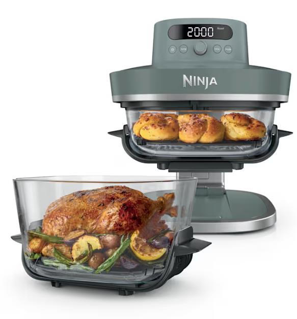 Ninja CRISPi PRO XL AS101EUGY, 7-in-1 stikla karstā gaisa friteris, 2050 W, 5,7 l un 2,3 l CleanCrisp tvertnes, Air Fry, Max Crisp, Bake, Roast, Dehydrate, Re-crisp un Prove, pelēks