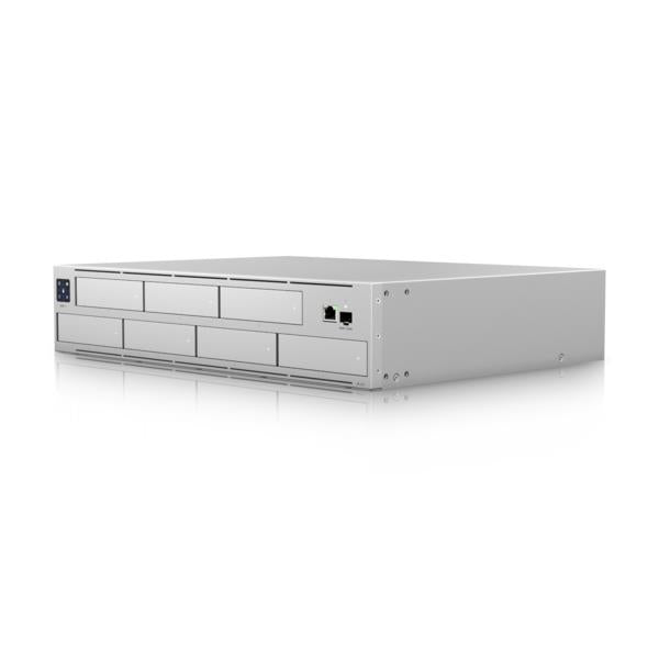 Ubiquiti UNVR-Pro, UniFi Protect tīkla videoreģistrators, 7 × 2,5"/3,5" HDD, līdz 24 × 4K vai 70 × Full HD kamerām, RAID aizsardzība, 1 GbE + 10 GbE SFP+, 2U