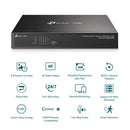 TP-Link VIGI NVR1008H-8MP tīkla videoreģistrators, 8 kanāli, 8× PoE+, 113 W, līdz 8 MP, 4K HDMI