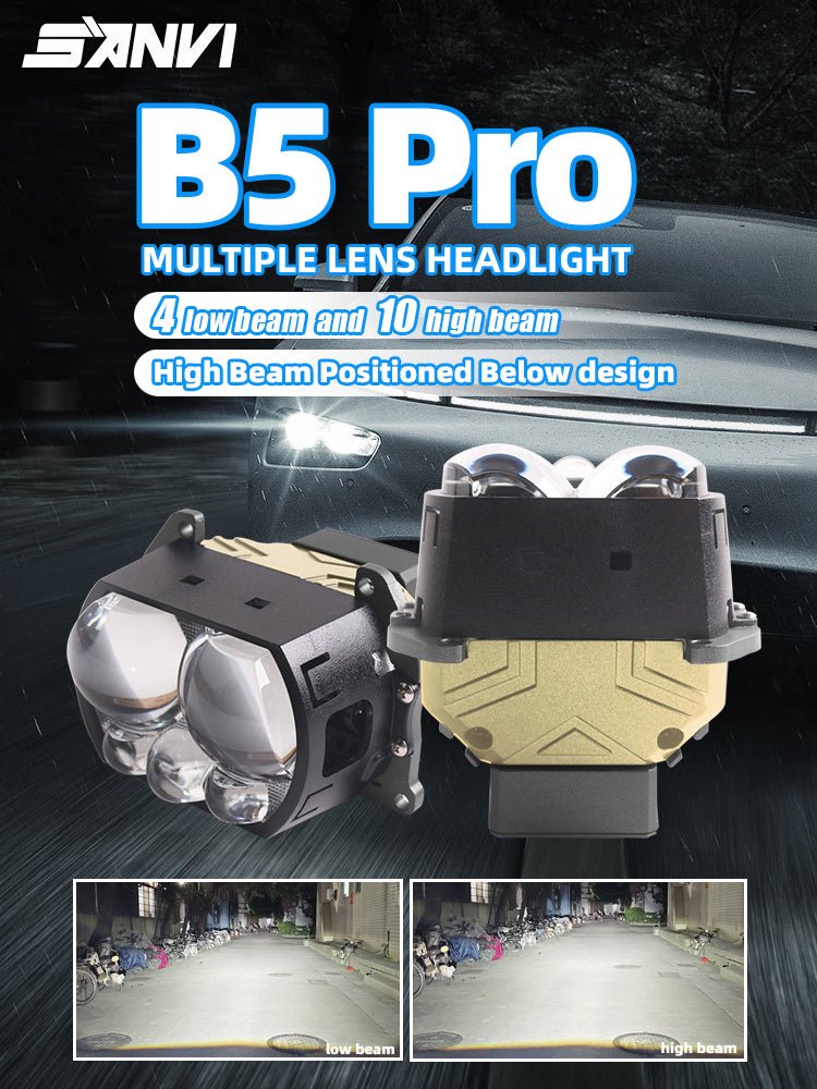 SANVI Bi - LED + Lāzera Projektora Lēcas Auto Lukturiem (Komplekts 2 gab.) – 6000K Augstas Jaudas Retrofit Modulis - ZEMLETES.LV