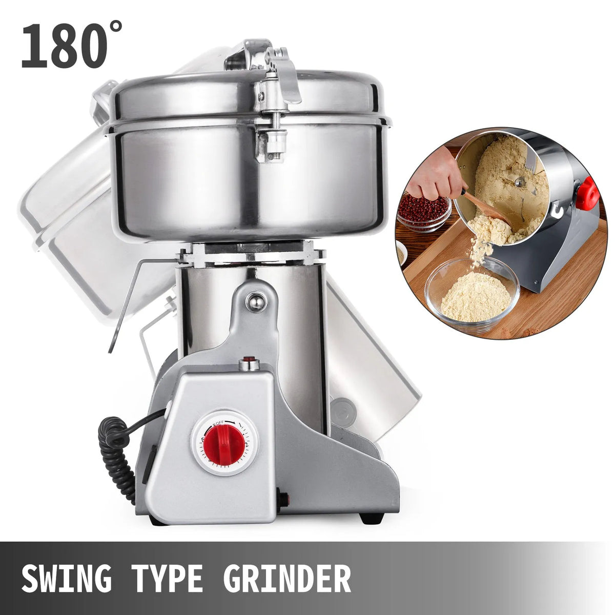 VEVOR Electric Grain Mill 1 kg, 2800 W, Food Grade Stainless Steel