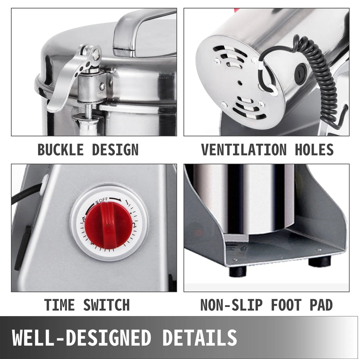 VEVOR Electric Grain Mill 1 kg, 2800 W, Food Grade Stainless Steel
