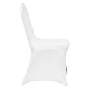 100 gabalu krēslu pārklāji baltā krāsā ar izliekto priekšu – Spandex Lycra kāzu un ballīšu dekorēšanai