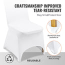 100 gabalu krēslu pārklāji baltā krāsā ar izliekto priekšu – Spandex Lycra kāzu un ballīšu dekorēšanai