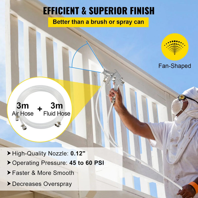 Komerciālais krāsošanas spiedtvertne 10 L ar padeves smidzinātāju, 1,5 mm sprauslu un krāsošanas pistoli