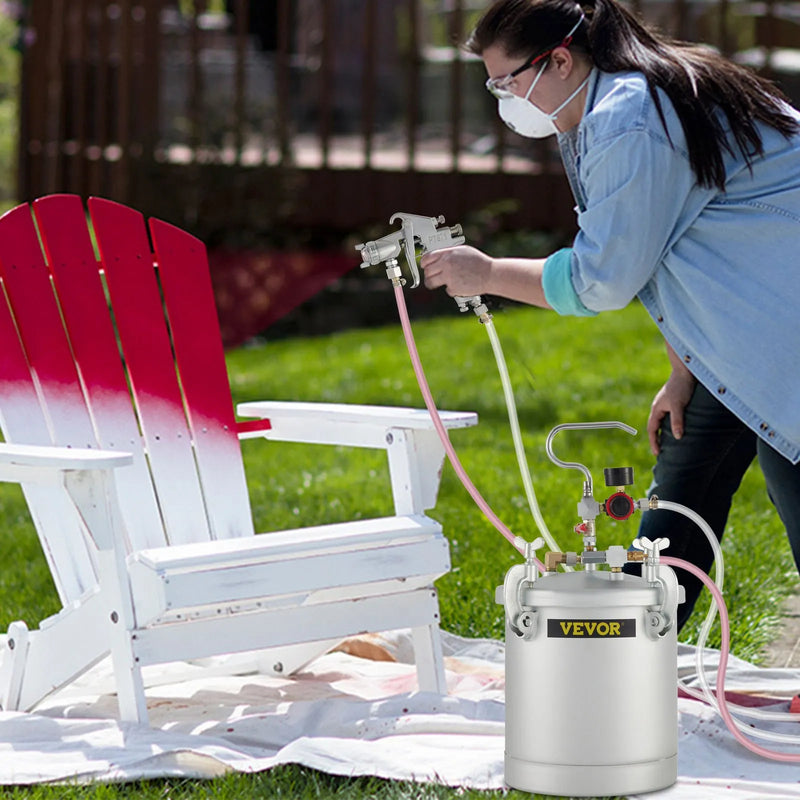 Komerciālais krāsošanas spiedtvertne 10 L ar padeves smidzinātāju, 1,5 mm sprauslu un krāsošanas pistoli