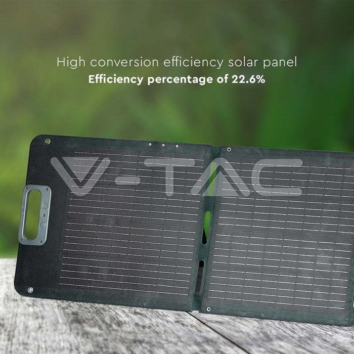 160W saliekams V-TAC saules panelis pārnēsājamai uzlādes stacijai/akumulatoram ar divi vienā kabeli