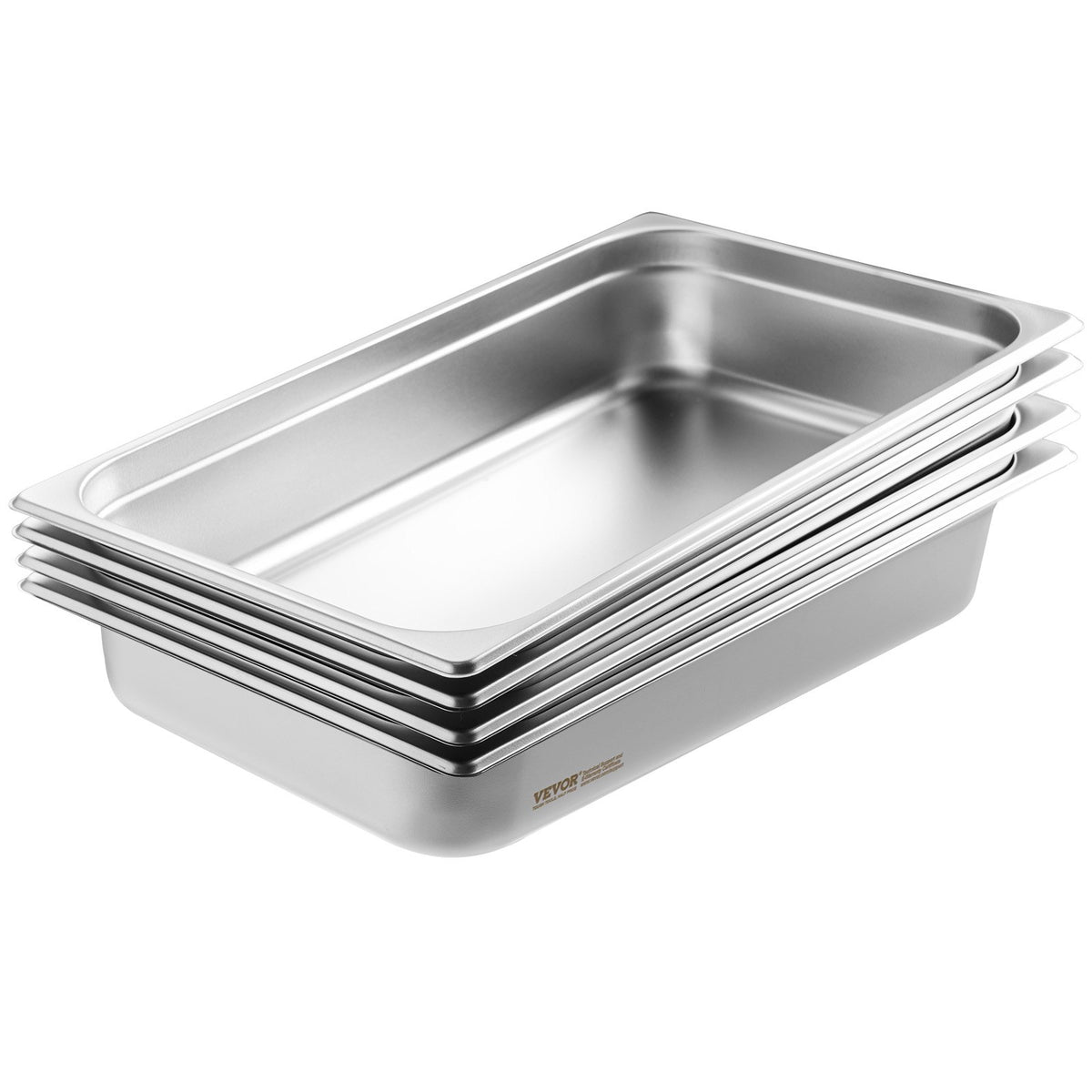 VEVOR GN Containers 4 pcs, Full Size, 10 cm Deep, with Lid, Stainless Steel