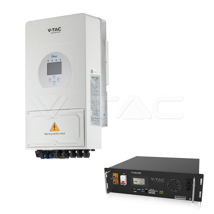 VEVOR vienfāzes invertora komplekts Deye 6 kW (modelis 11529) ar 5,12 kWh akumulatoru (modelis 11377)