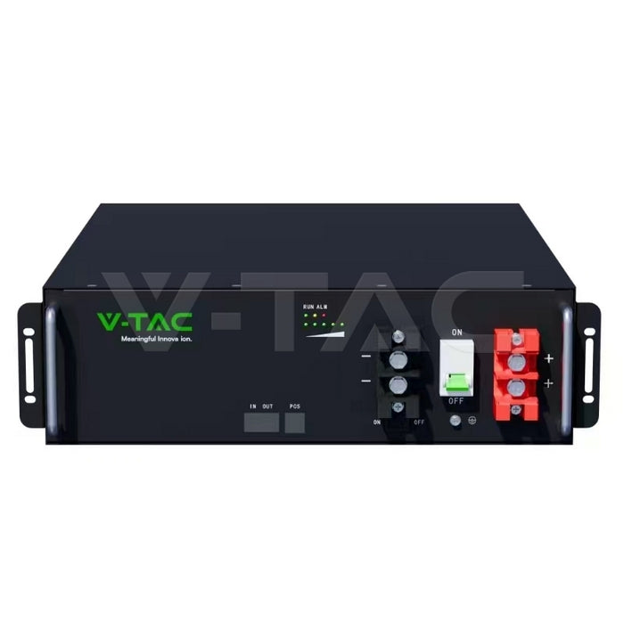 Litija akumulators 5,12 kWh, 51,2 V, plauktā stiprināms, melns korpuss