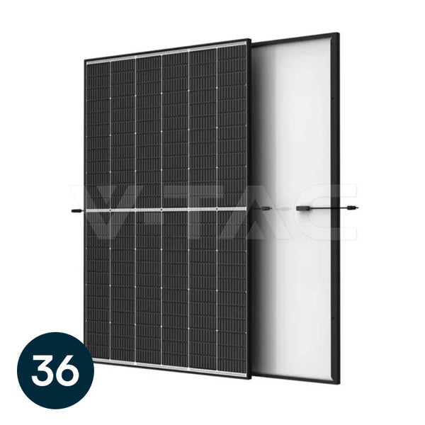 505 W monokristāliskais saules panelis ar dubulto stiklu, 1961 × 1134 × 30 mm, melns rāmis, N-Type I-TOPCon tehnoloģija, 36 gab