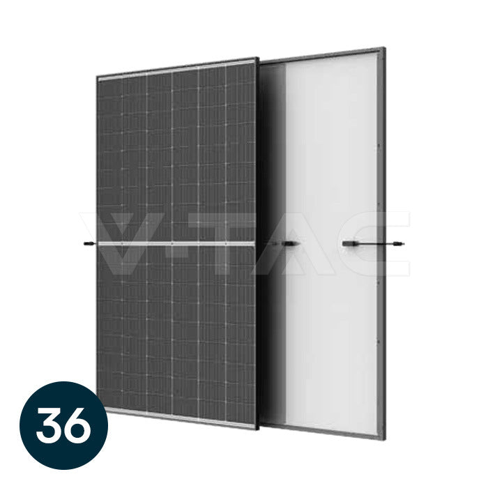 510 W monokristāliskais saules panelis ar dubulto stiklu, 1961 × 1134 × 30 mm, melns rāmis, N-Type I-TOPCon tehnoloģija, palete - 36 gab.