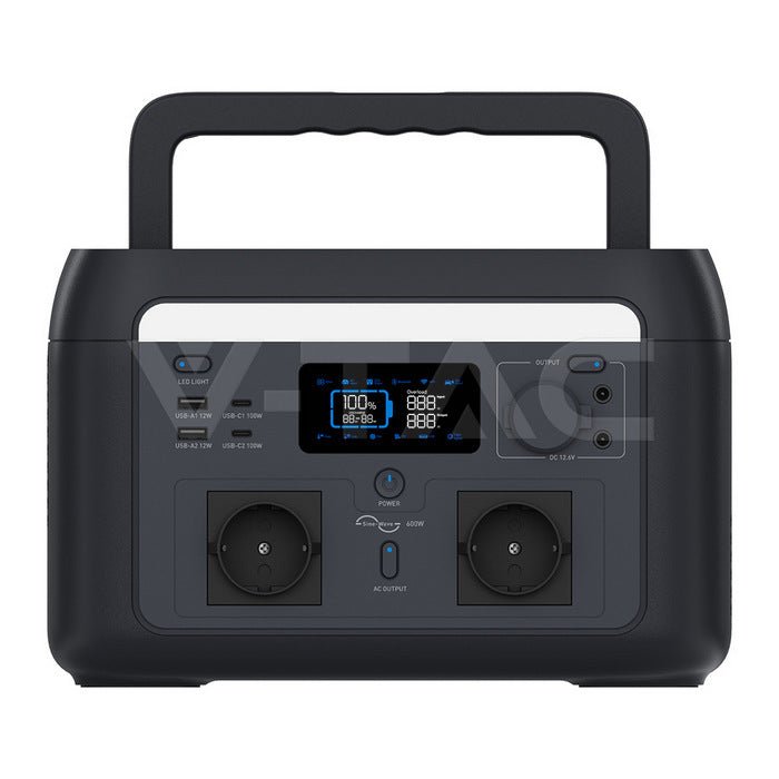 V - TAC 600 W / 512 Wh portatīvā barošanas stacija ar LiFePO4 akumulatoru un WiFi - ZEMLETES.LV