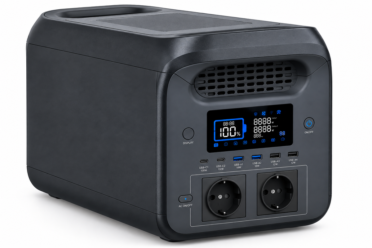 V-TAC 614 Wh / 1000 W Portable Power Station – LiFePO₄, Wi-Fi, Expandable