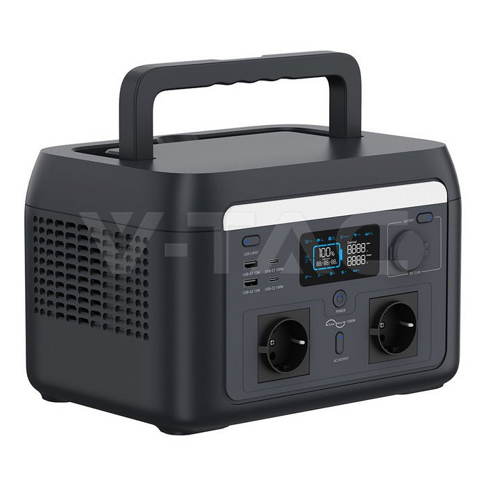 V - TAC 1000 W / 614 Wh portatīvā barošanas stacija ar LiFePO4 akumulatoru un WiFi - ZEMLETES.LV