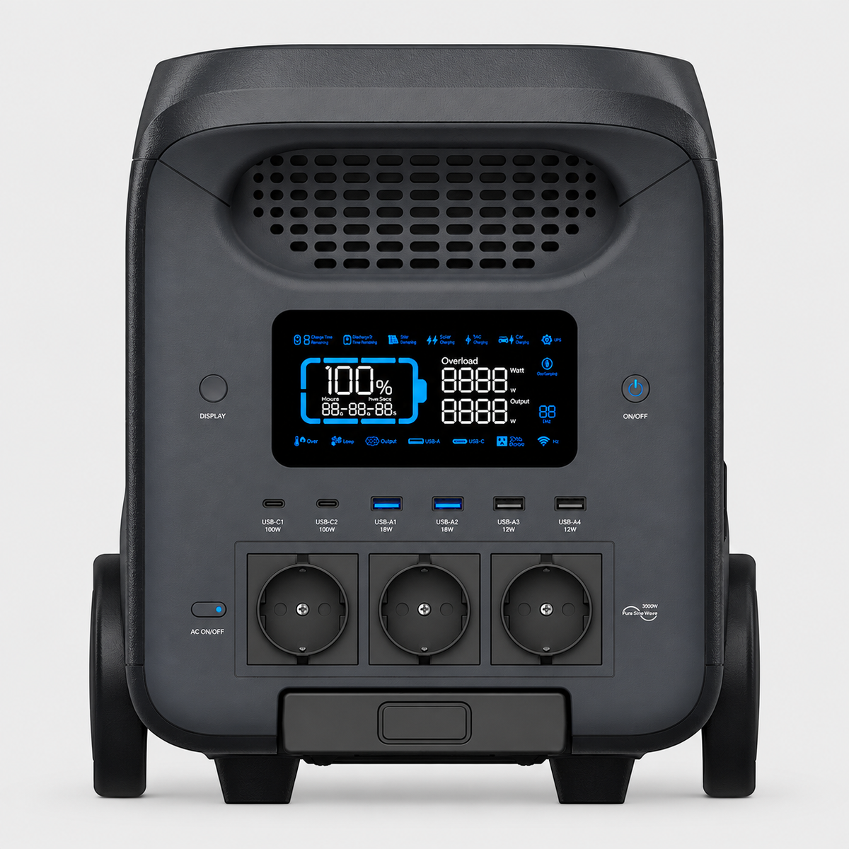 V-TAC 2560 Wh / 3000 W Portable Power Station – LiFePO₄, Wi-Fi, Expandable