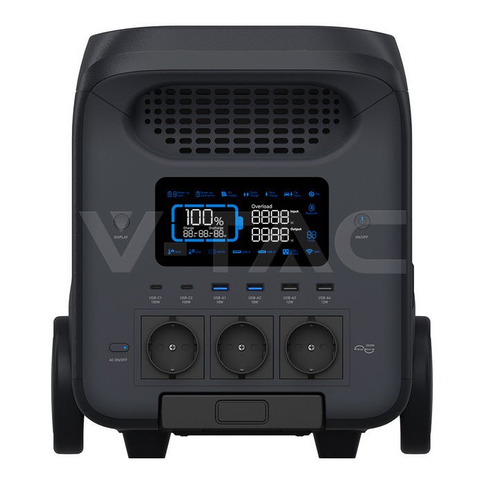 V - TAC 3000 W / 2560 Wh portatīvā barošanas stacija ar LiFePO4 akumulatoru un WiFi - ZEMLETES.LV