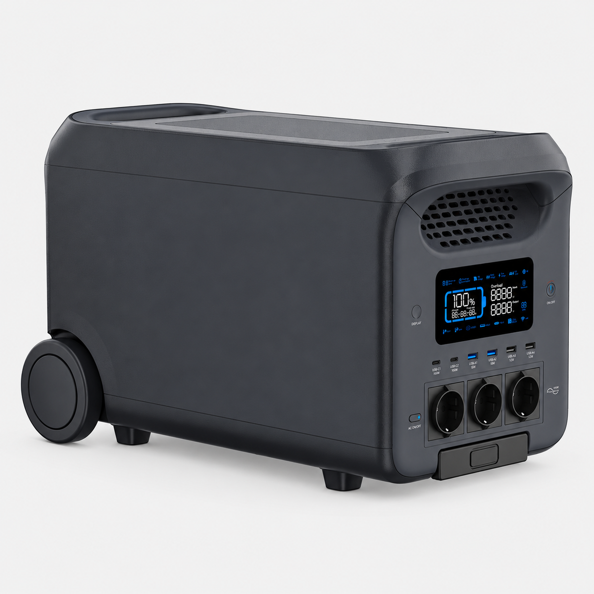 V-TAC 2560 Wh / 3000 W Portable Power Station – LiFePO₄, Wi-Fi, Expandable