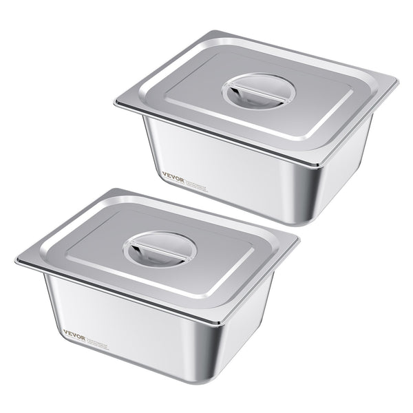 Nerūsējošā tērauda tvaika gastronomijas trauki ar vākiem, 1/2 izmērs, dziļums 148 mm, tilpums 9 l, 2 gab. komplekts