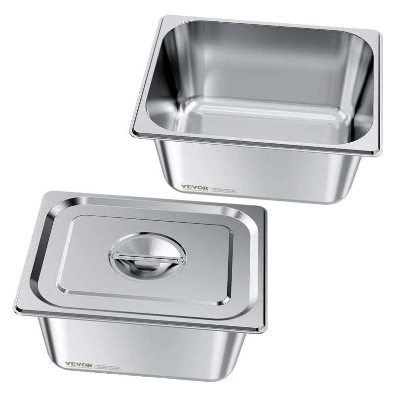 Nerūsējošā tērauda tvaika gastronomijas trauki ar vākiem, 1/2 izmērs, dziļums 148 mm, tilpums 9 l, 2 gab. komplekts