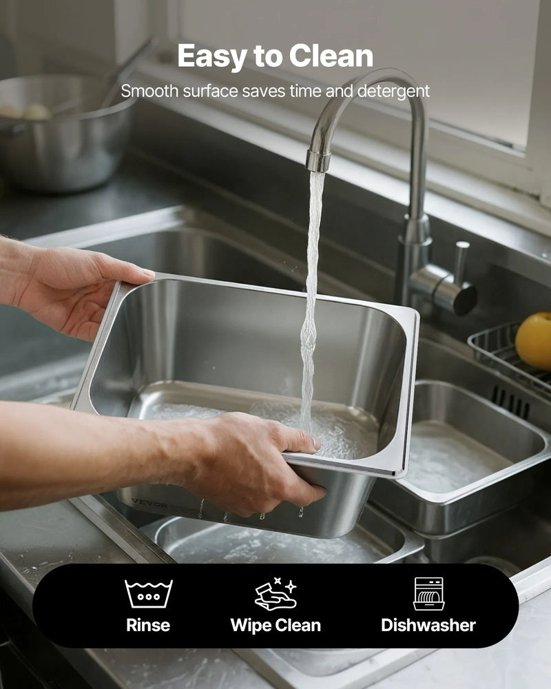 Nerūsējošā tērauda tvaika gastronomijas trauki ar vākiem, 1/2 izmērs, dziļums 148 mm, tilpums 9 l, 2 gab. komplekts
