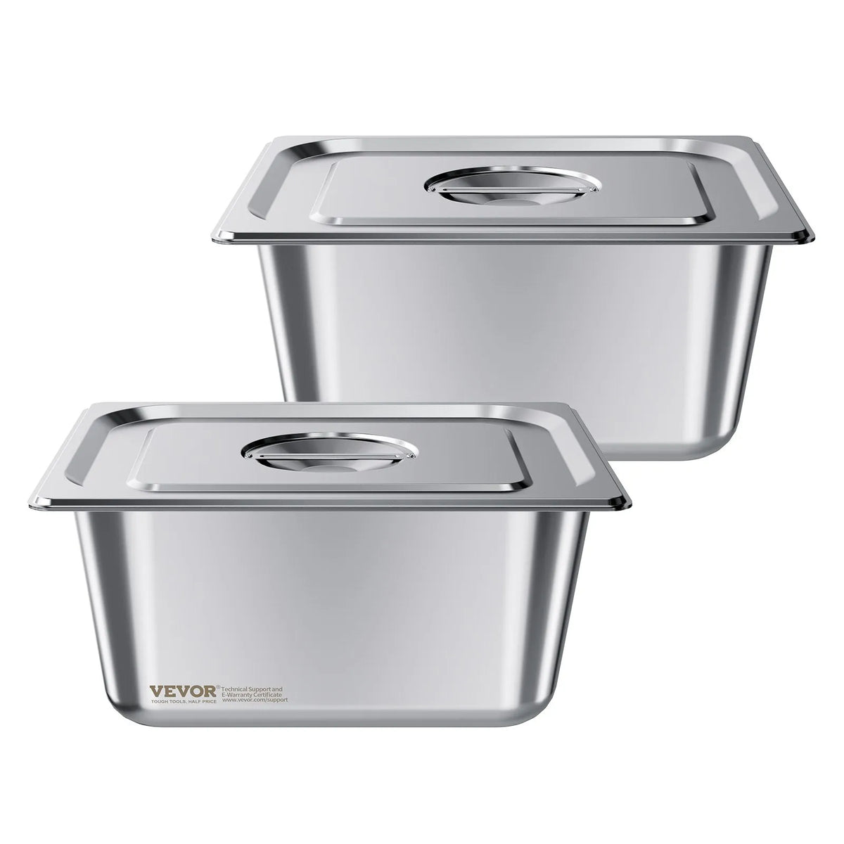 VEVOR гастроёмкости 1/2 с крышками, глубина 148 мм, 9 л, 2 шт., нержавеющая сталь