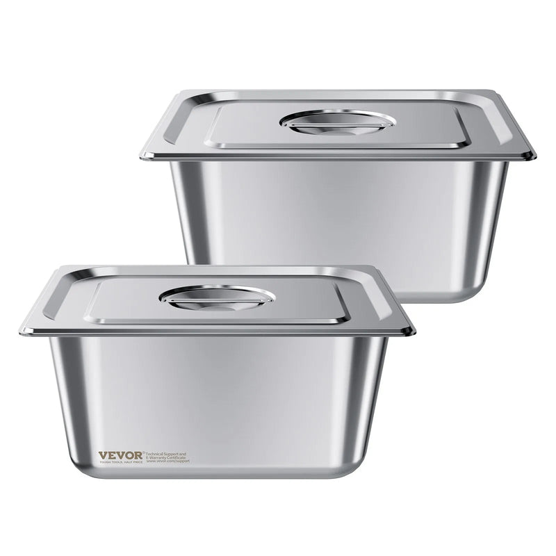 Nerūsējošā tērauda tvaika gastronomijas trauki ar vākiem, 1/2 izmērs, dziļums 148 mm, tilpums 9 l, 2 gab. komplekts