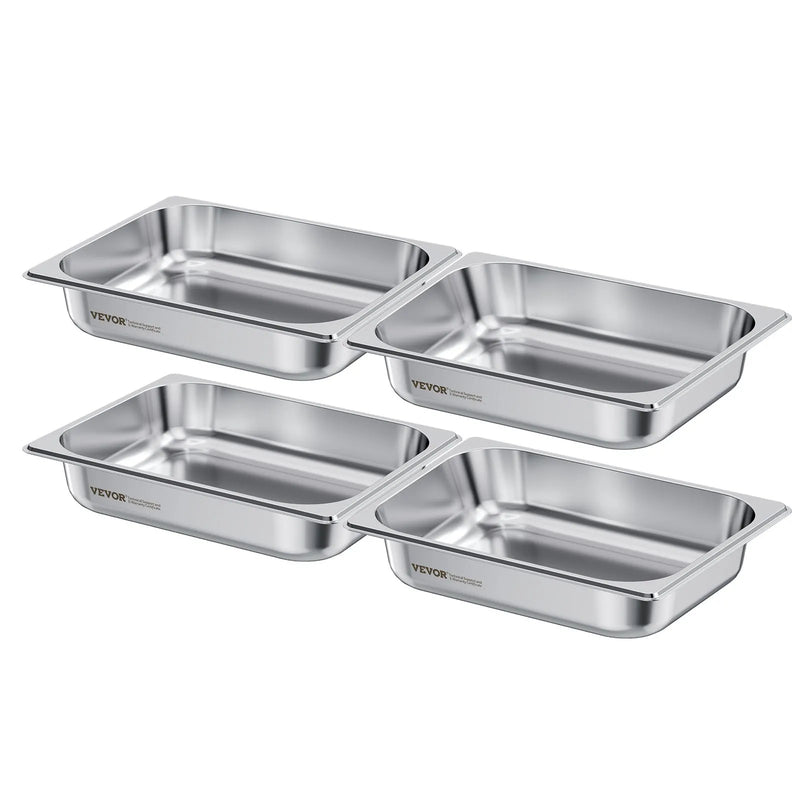 Nerūsējošā tērauda gastronomijas trauki, 1/2 izmērs, dziļums 63,5 mm, tilpums 3,8 l, 4 gab. komplekts