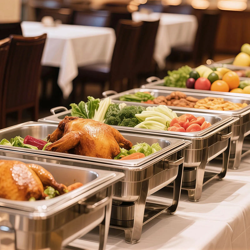 Nerūsējošā tērauda gastronomijas trauki, 1/2 izmērs, dziļums 63,5 mm, tilpums 3,8 l, 4 gab. komplekts