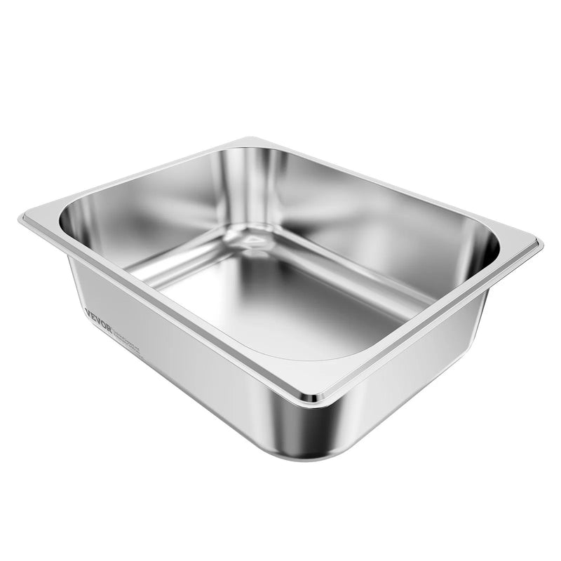 Nerūsējošā tērauda gastronomijas trauki, 1/2 izmērs, dziļums 98 mm, tilpums 6 l, 6 gab. komplekts