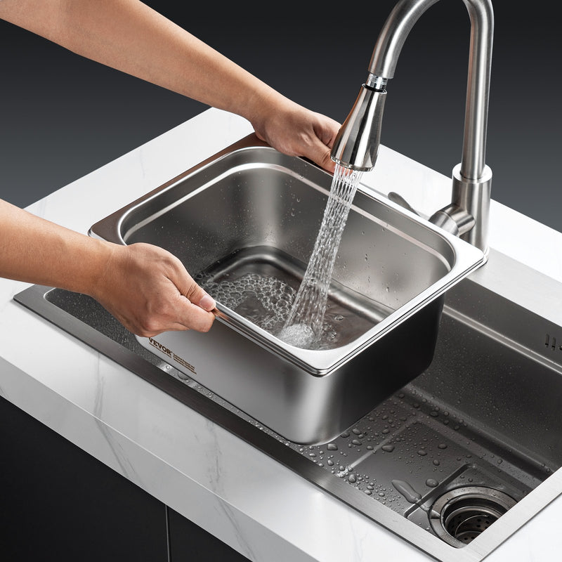 VEVOR 8 gab. 1/2 izmēra nerūsējošā tērauda tvaika galda trauki ar vākiem, 10,16 cm dziļi